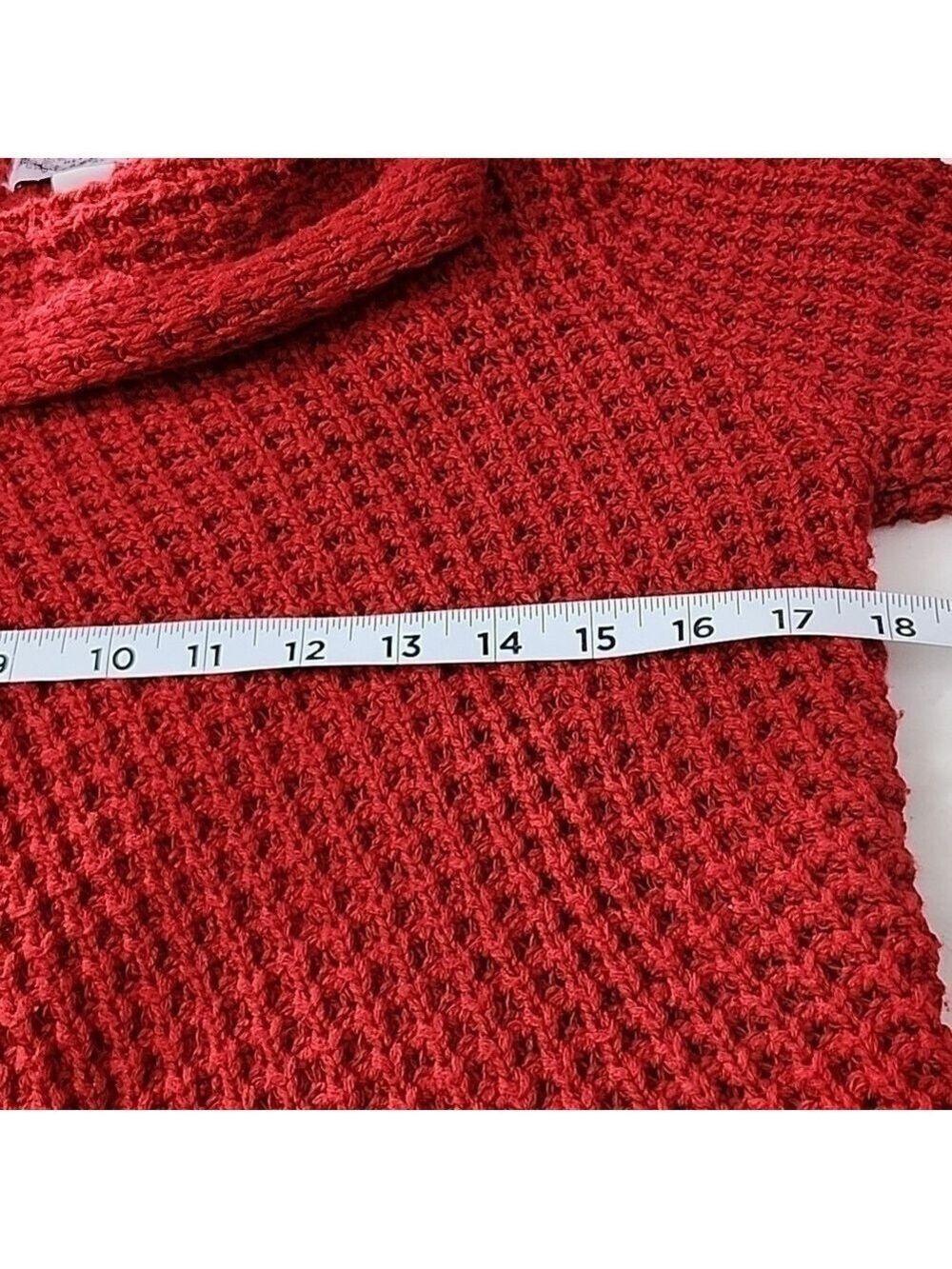 OLIVER BY ESCIO RED A SYMMETRICAL SWEATER SIZE SMALL - Picture 4 of 5